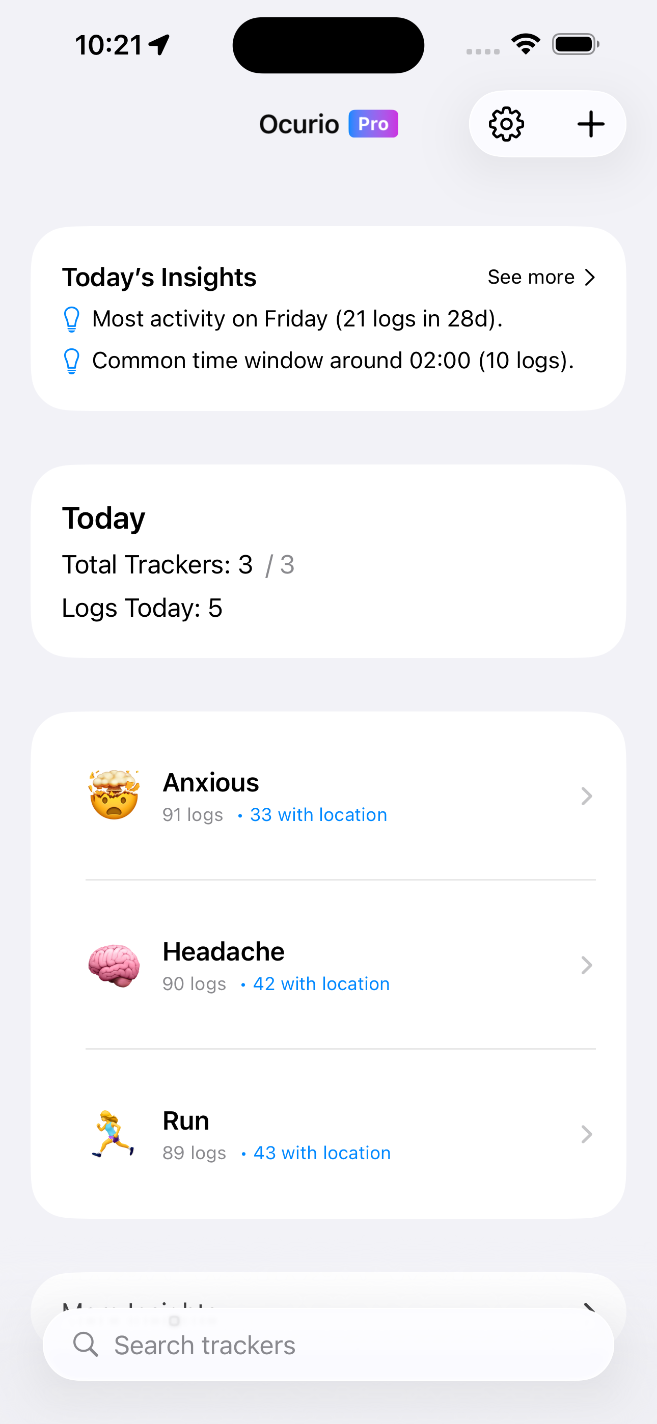 Ocurio activity dashboard